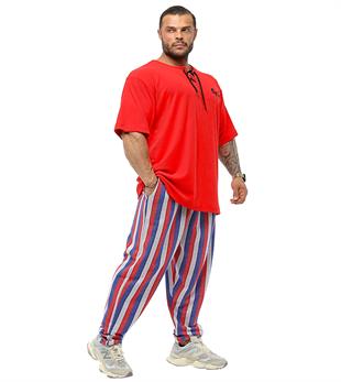 Mens Striped Loose Fit Baggy Sweatpants PNT1381-RED