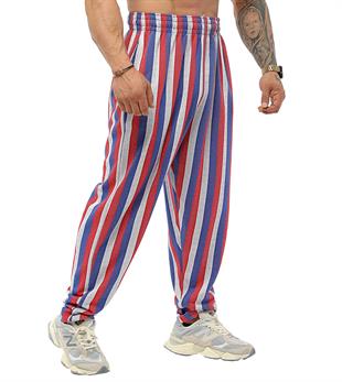 Mens Striped Loose Fit Baggy Sweatpants PNT1381-RED
