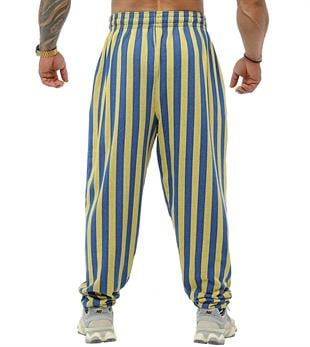 Mens Striped Loose Fit Striped Baggy Sweatpants PNT1381-YELLOW