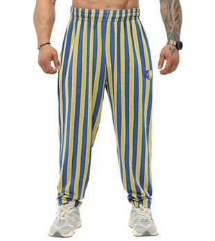Mens Striped Loose Fit Striped Baggy Sweatpants PNT1381-YELLOW