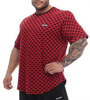 Oversize Plaid Design Rag Top Red