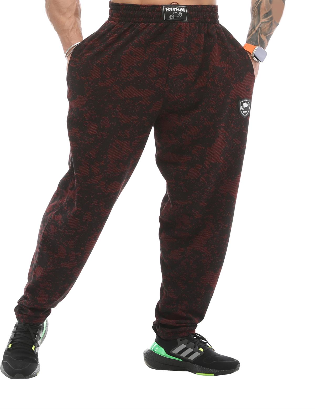 Baggy Technical Camo Gym Pants Burgundy BGSM PNT1365