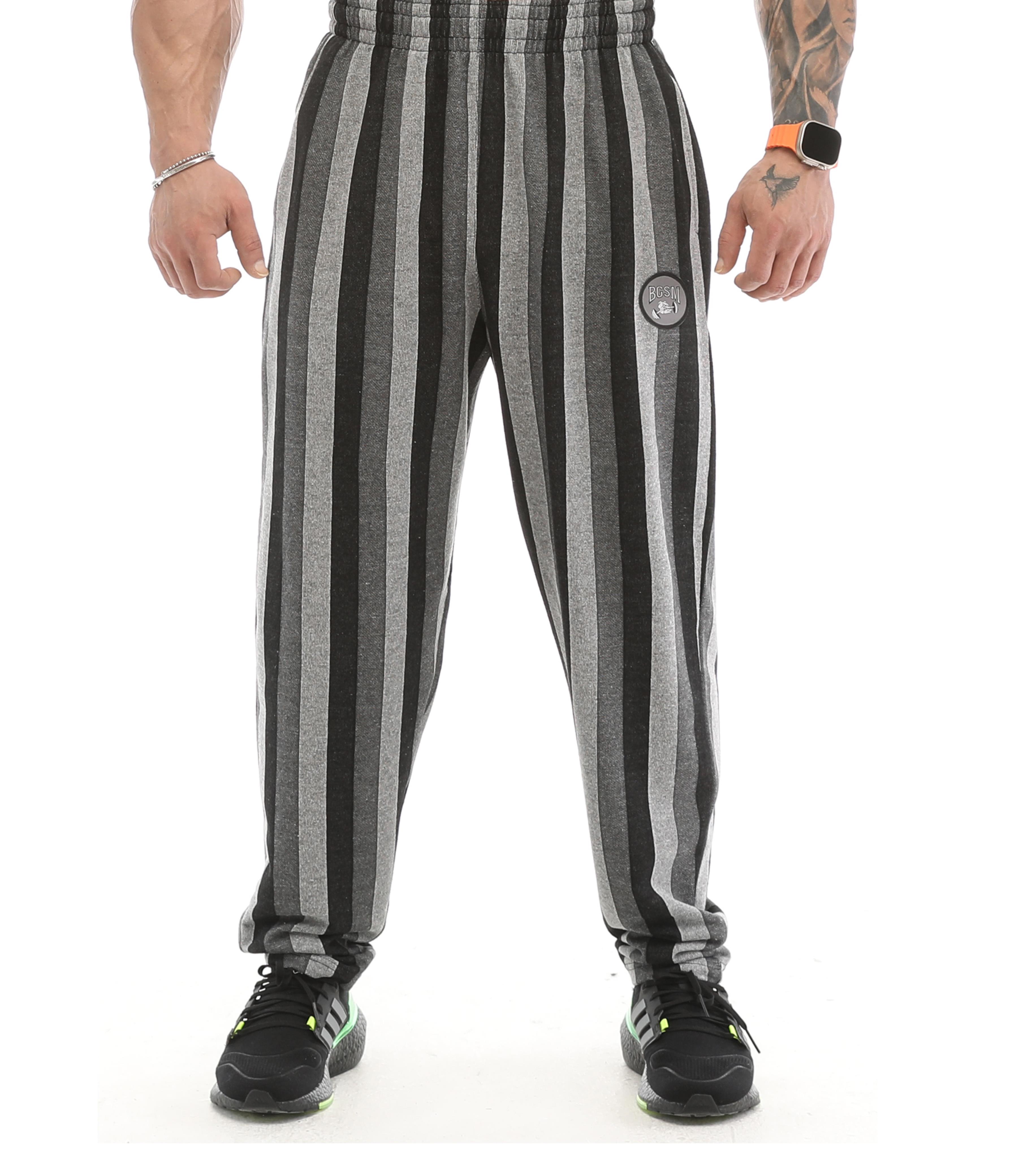 Men's Baggy Sweatpants with Pockets, Oversize Striped Oldschool Trackpants