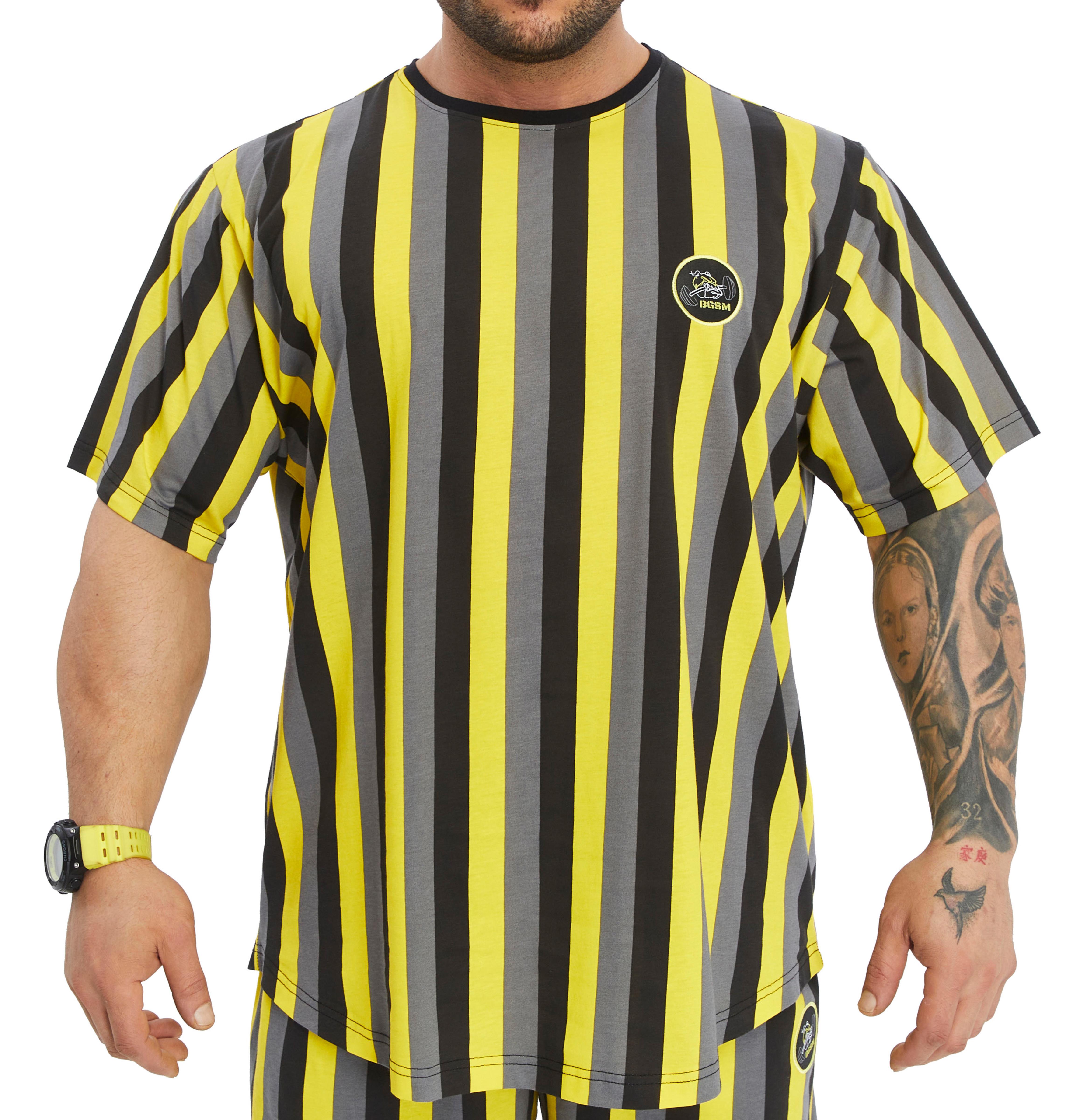 Mens Oversize Striped Cooton Gym Shirt Rag Top