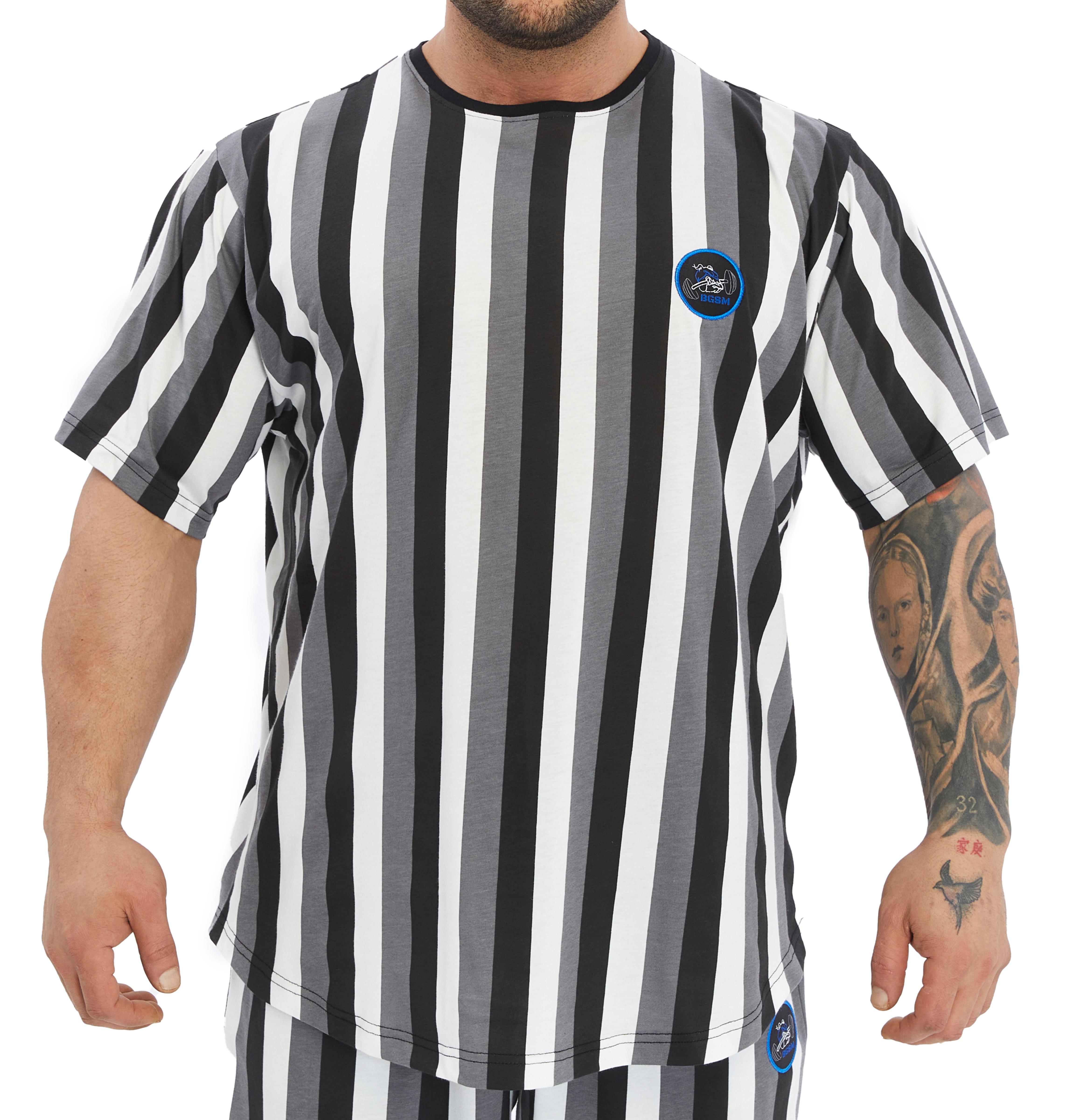 Mens Oversize Striped Cooton Gym Shirt Rag Top