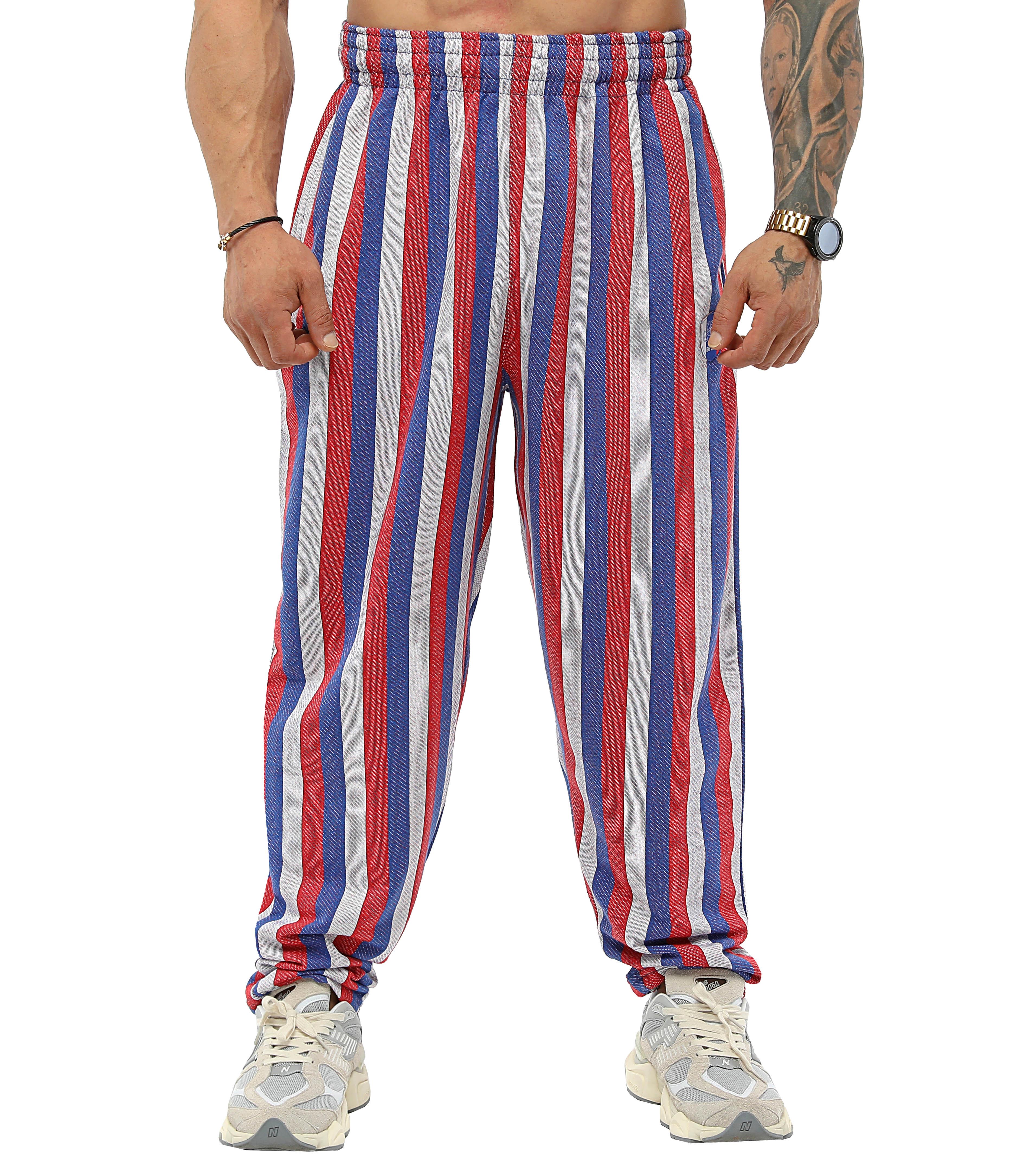 Men's Striped Loose Fit Baggy Sweatpants PNT1381-RED