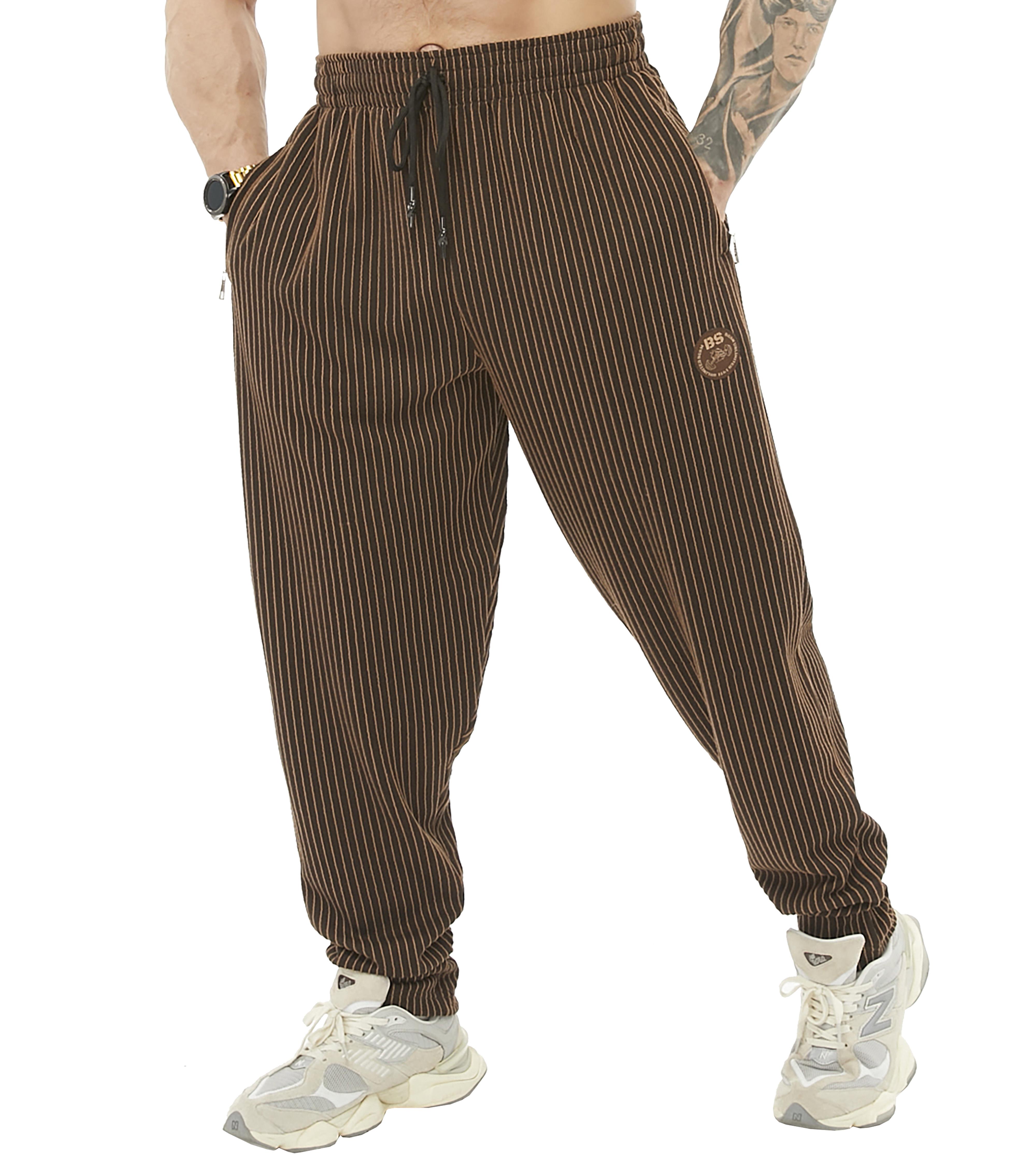 Mens Winter Sweatpants Loose Fit, Breathable, Zippered Pockets 