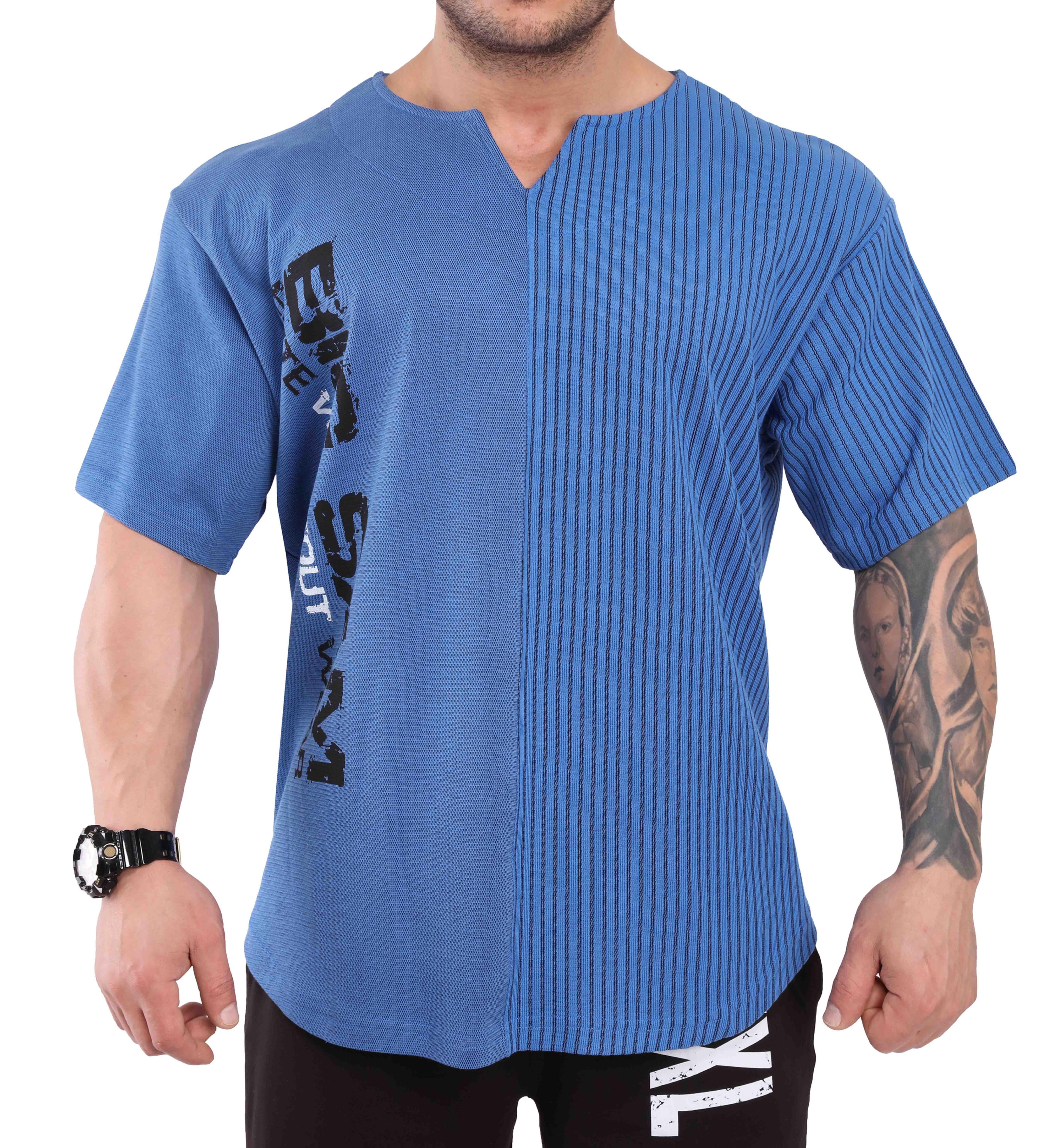 Oversize Bodybuilding Rag Top T-shirt Blue