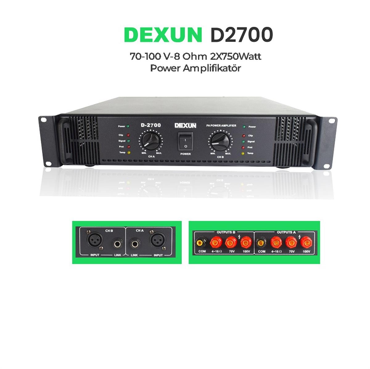 Dexun D-2700 Çift Kanal Power Amplifier