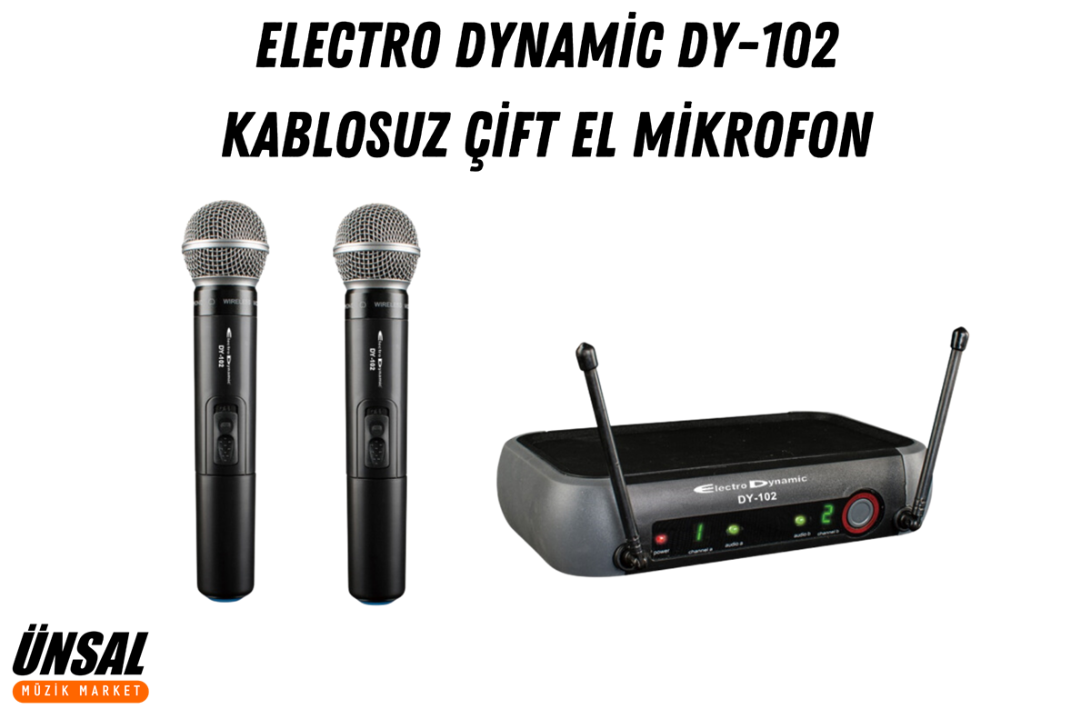 Electro Dynamic DY-102 Kablosuz Çift El Mikrofon