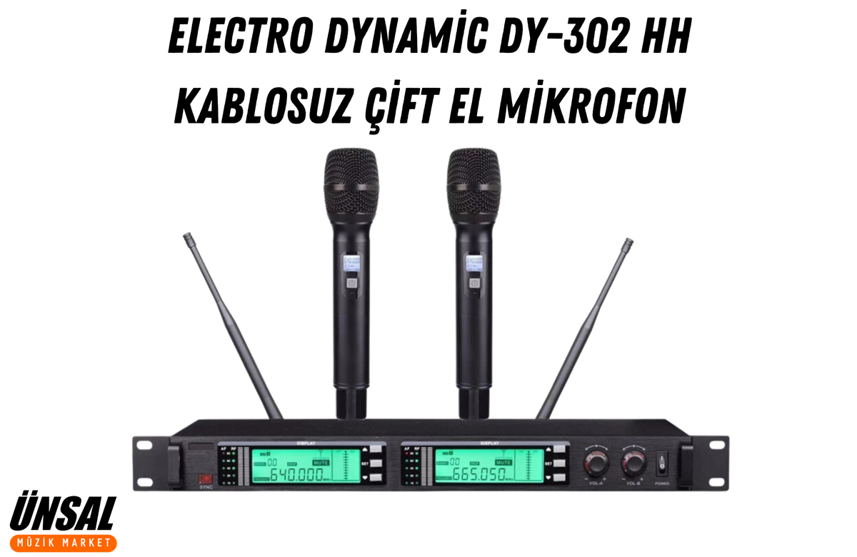 Electro Dynamic DY-302 Kablosuz Çift El Mikrofon