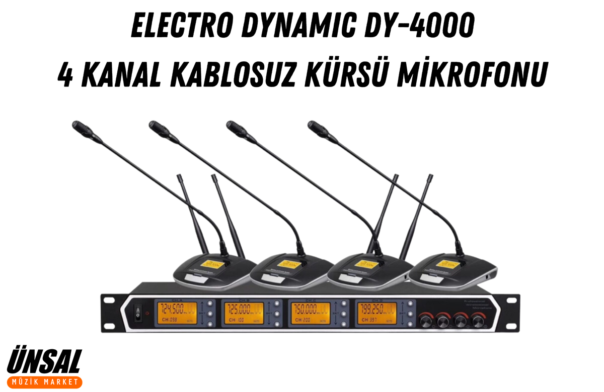 Electro Dynamic DY-4000 4 Kanal Kablosuz Kürsü Mikrofonu