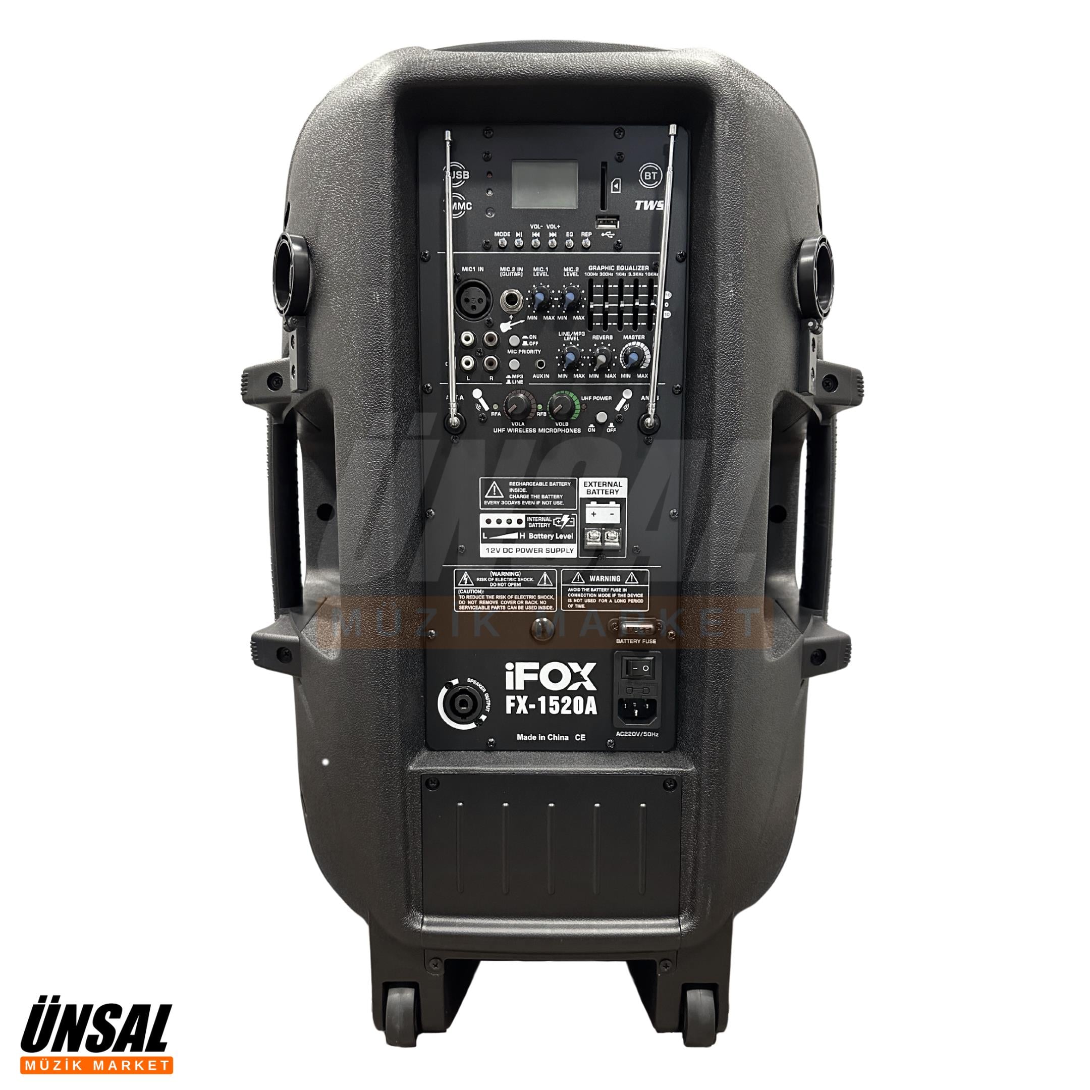 iFOX FX-1520 A 15 2 El Mikrofonlu Bluetooth Bağlantılı Taşınabilir Aktif Kabin Hoparlör