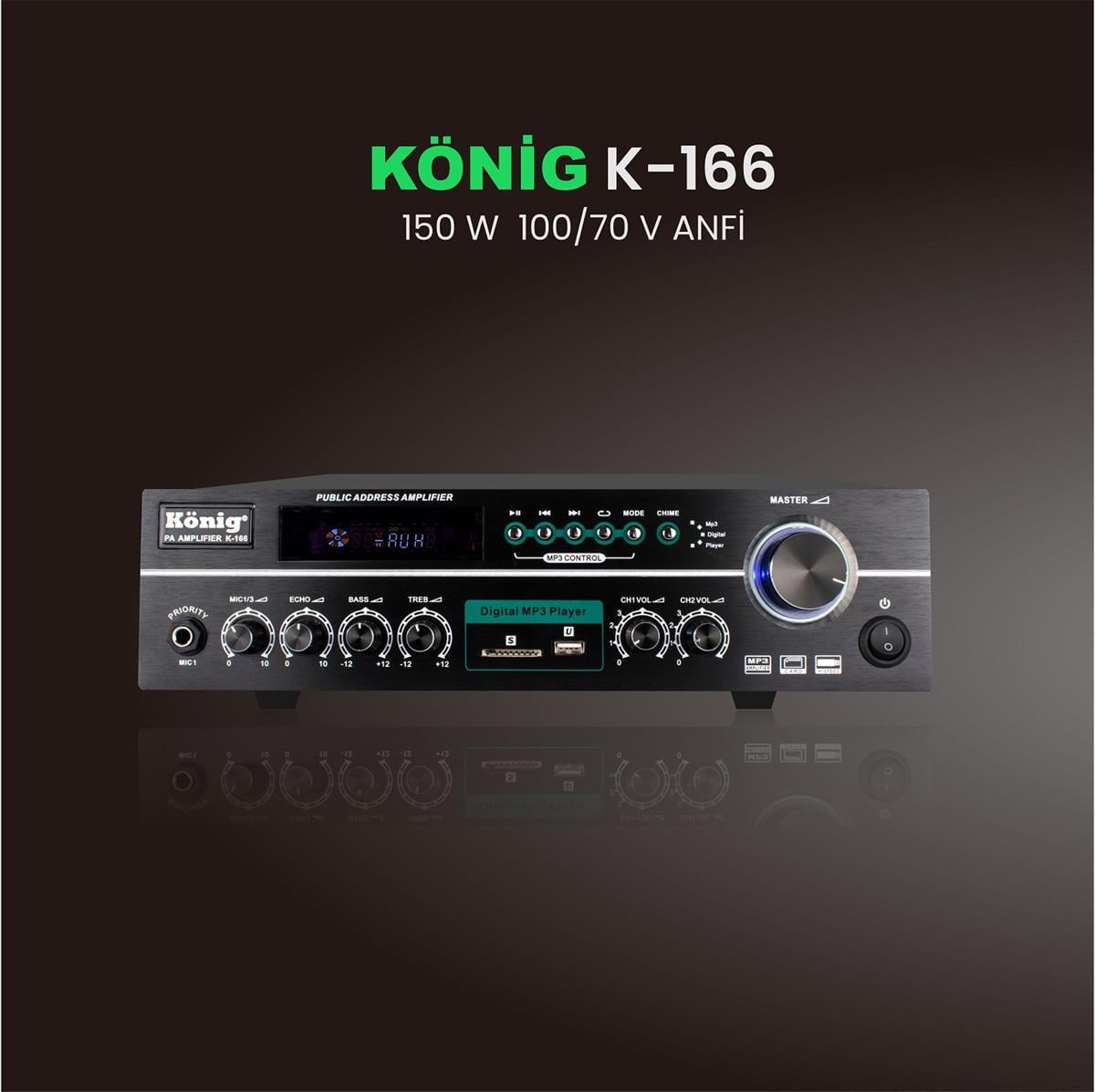 König K–166 100V/70V Mixer Amplifier