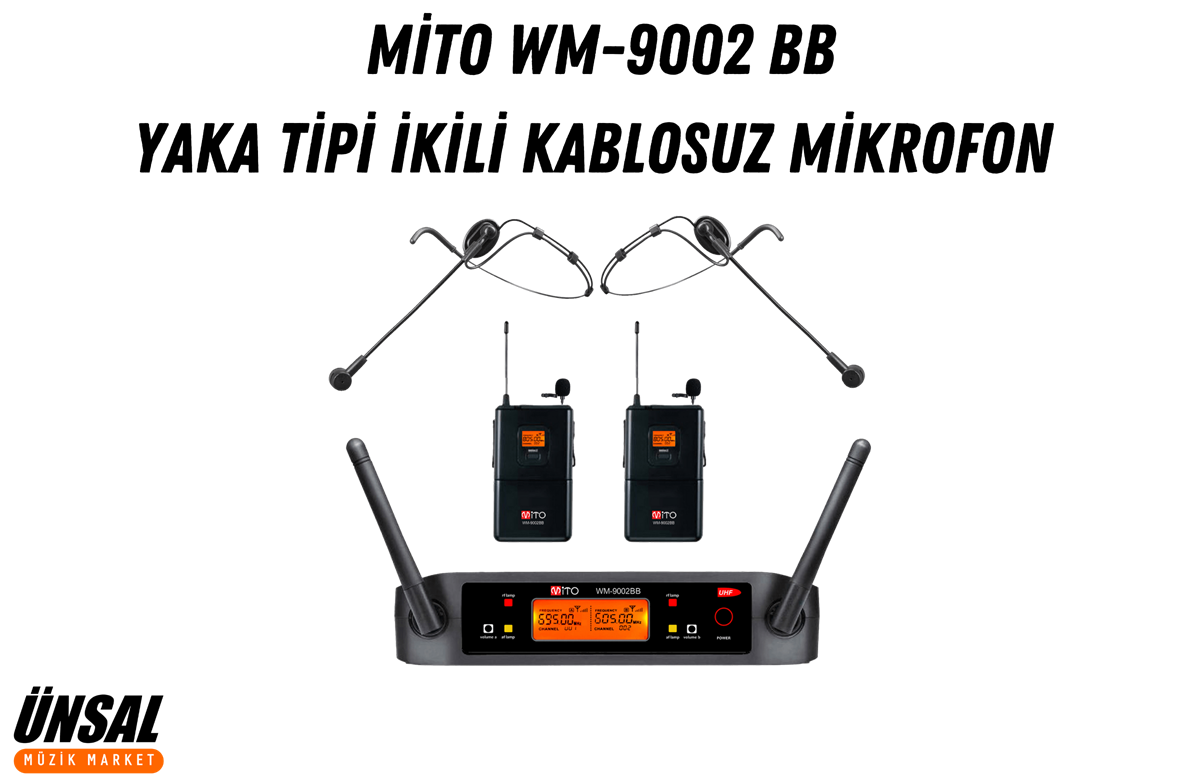 MITO WM-9002 BB Kablosuz İkili Yaka Mikrofonu