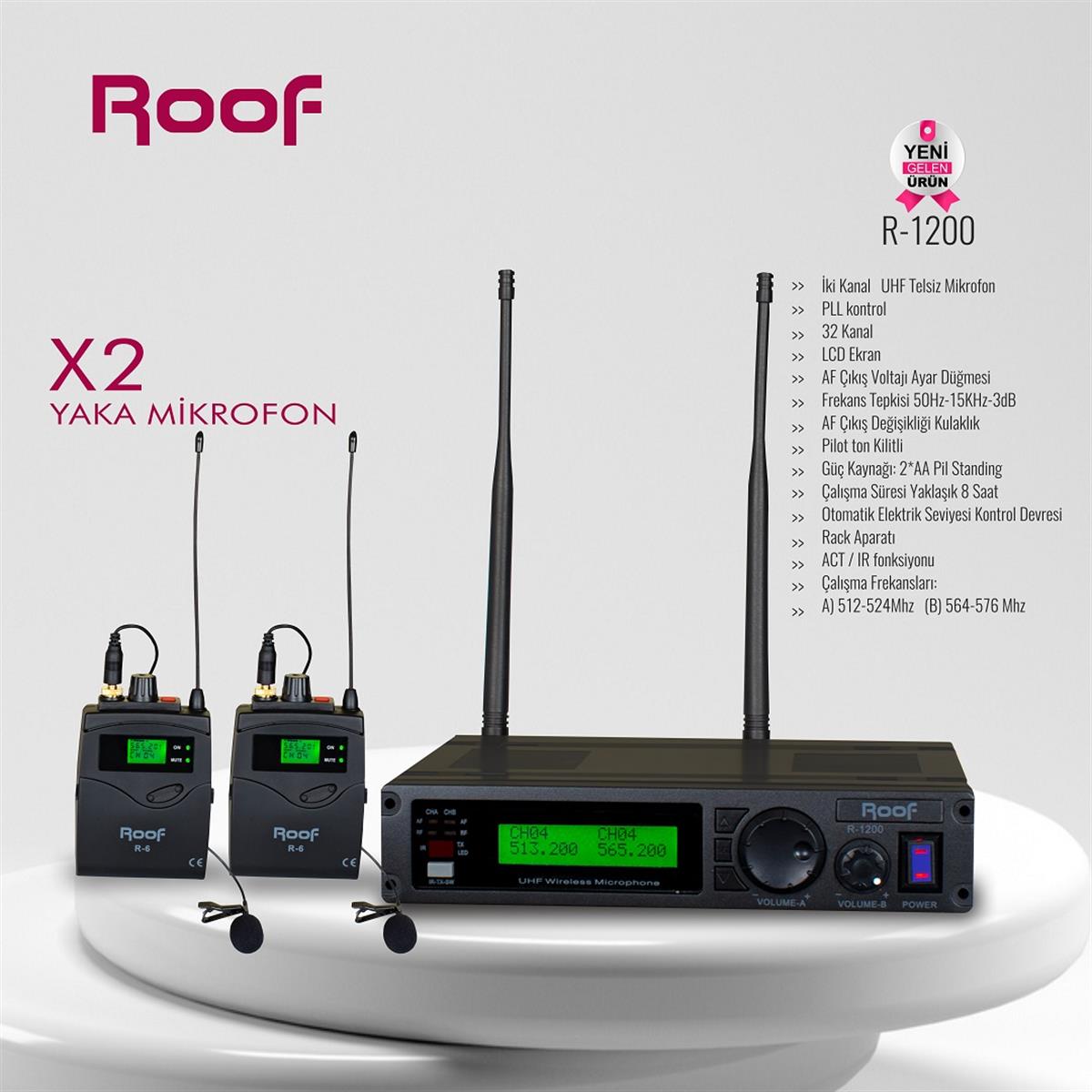 Roof R-1200 Kablosuz El ve Yaka Mikrofonu