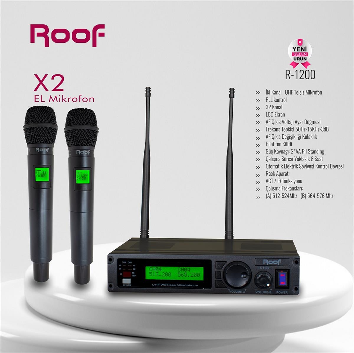 Roof R-1200 Kablosuz El ve Yaka Mikrofonu