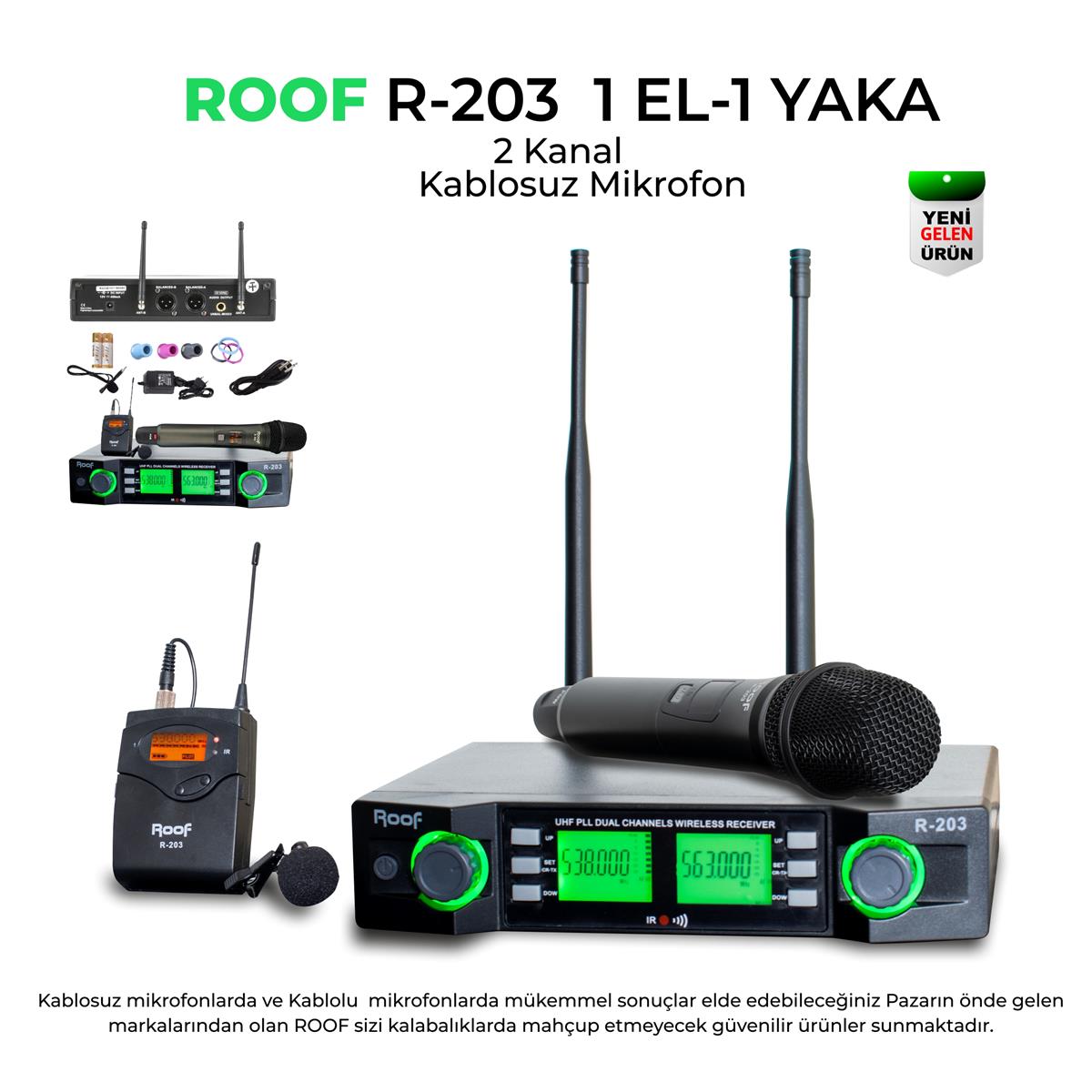 Roof R–203 E–Y 2 Kanal Telsiz Mikrofon Seti