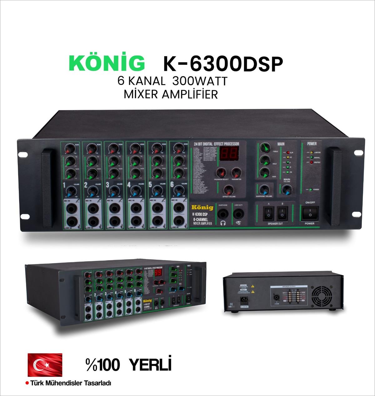 König K–6300 DSP 500W Mixer Amplifier