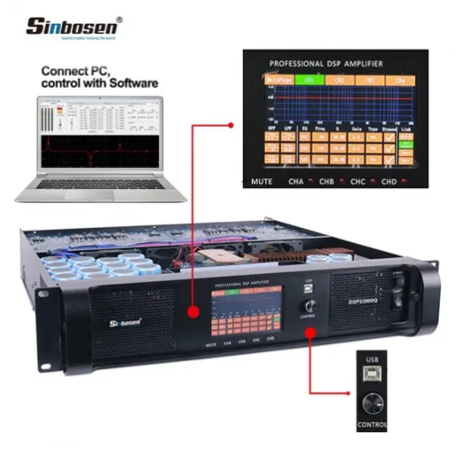 Sinbosen DSP22000Q 4 Kanal Subwoofer Digital DSP Yüksek Kaliteli Power Amplifier Amplifikatör