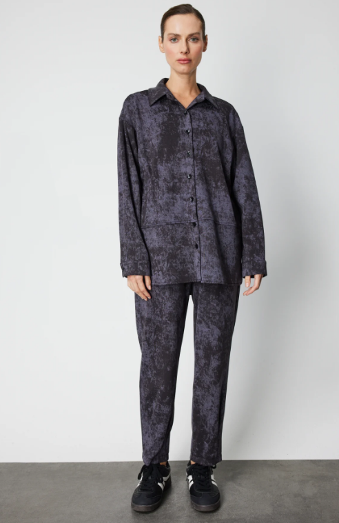 Desenli Bilek Boy Pantolon - SİYAH