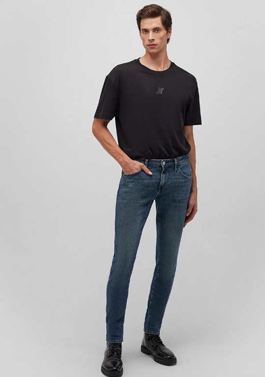 JAMES Vintage Inky Shaded Kot Pantolon - MAVİ