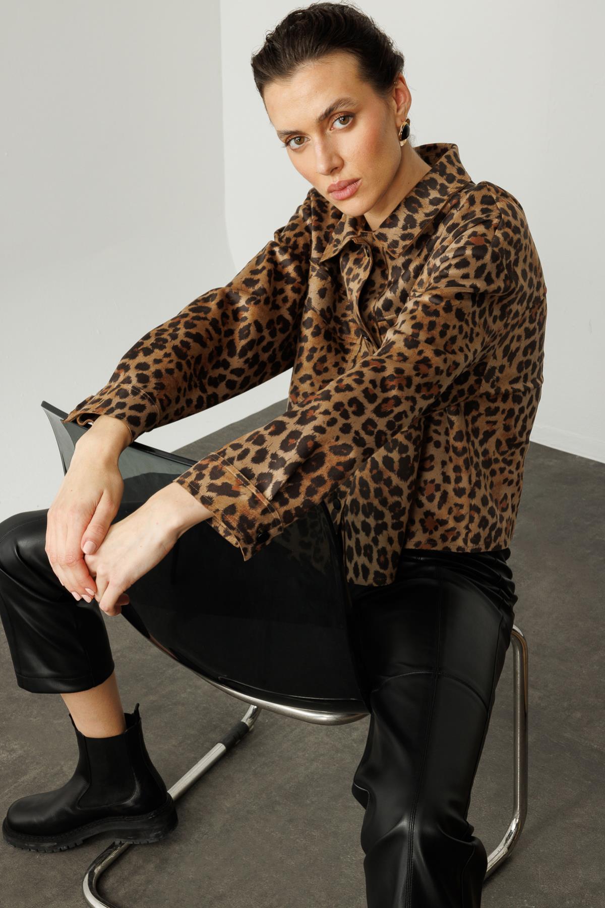 Leopar Desenli Mont - CAMEL-LEOPAR
