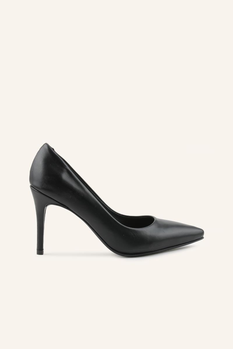 Deri Stiletto - SİYAH