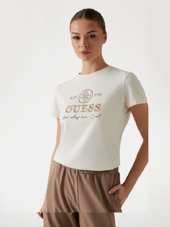 Guess İşleme Detaylı Kadın Tişört - OCEAN SALT