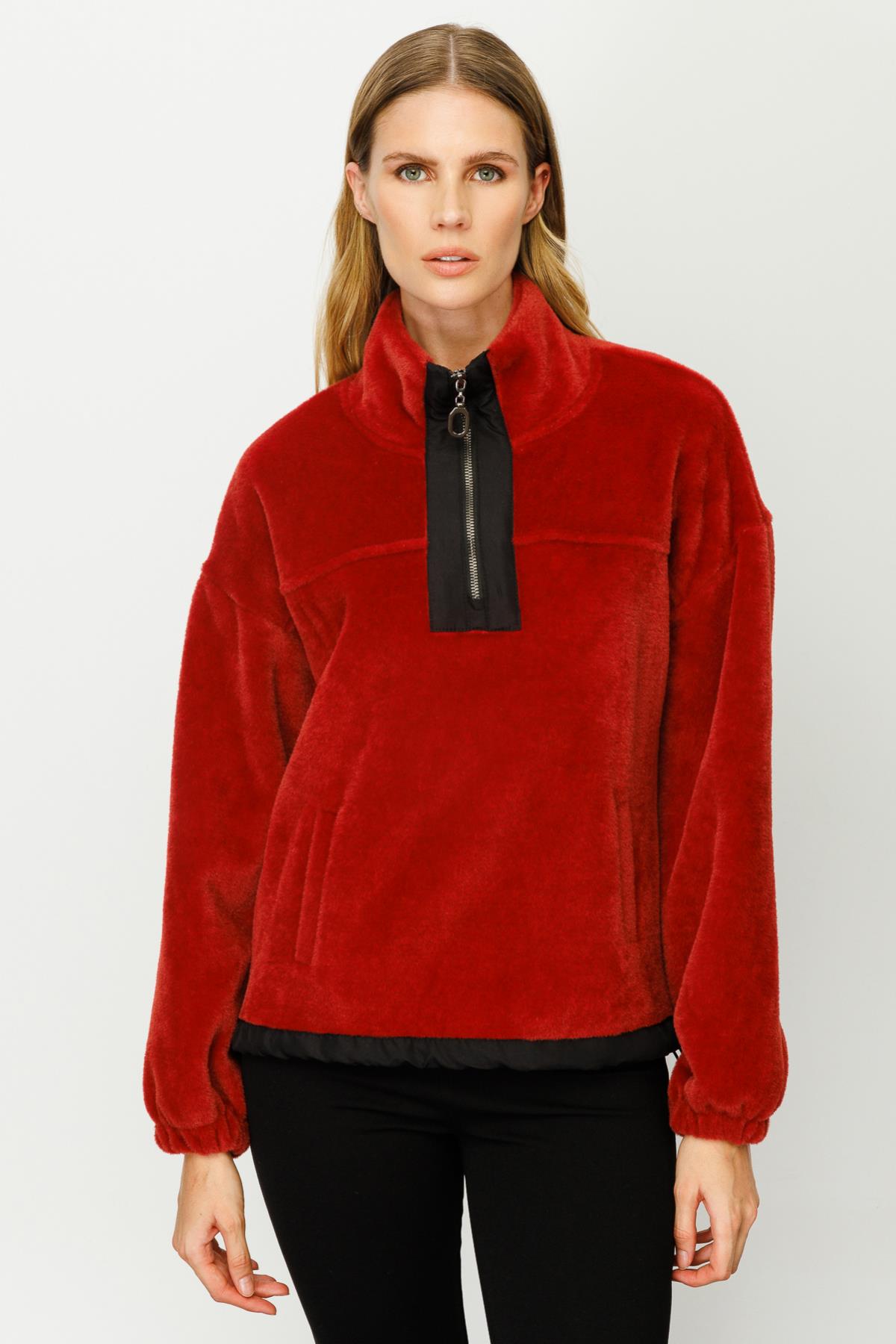 Peluş Kumaş Sweat - BORDO