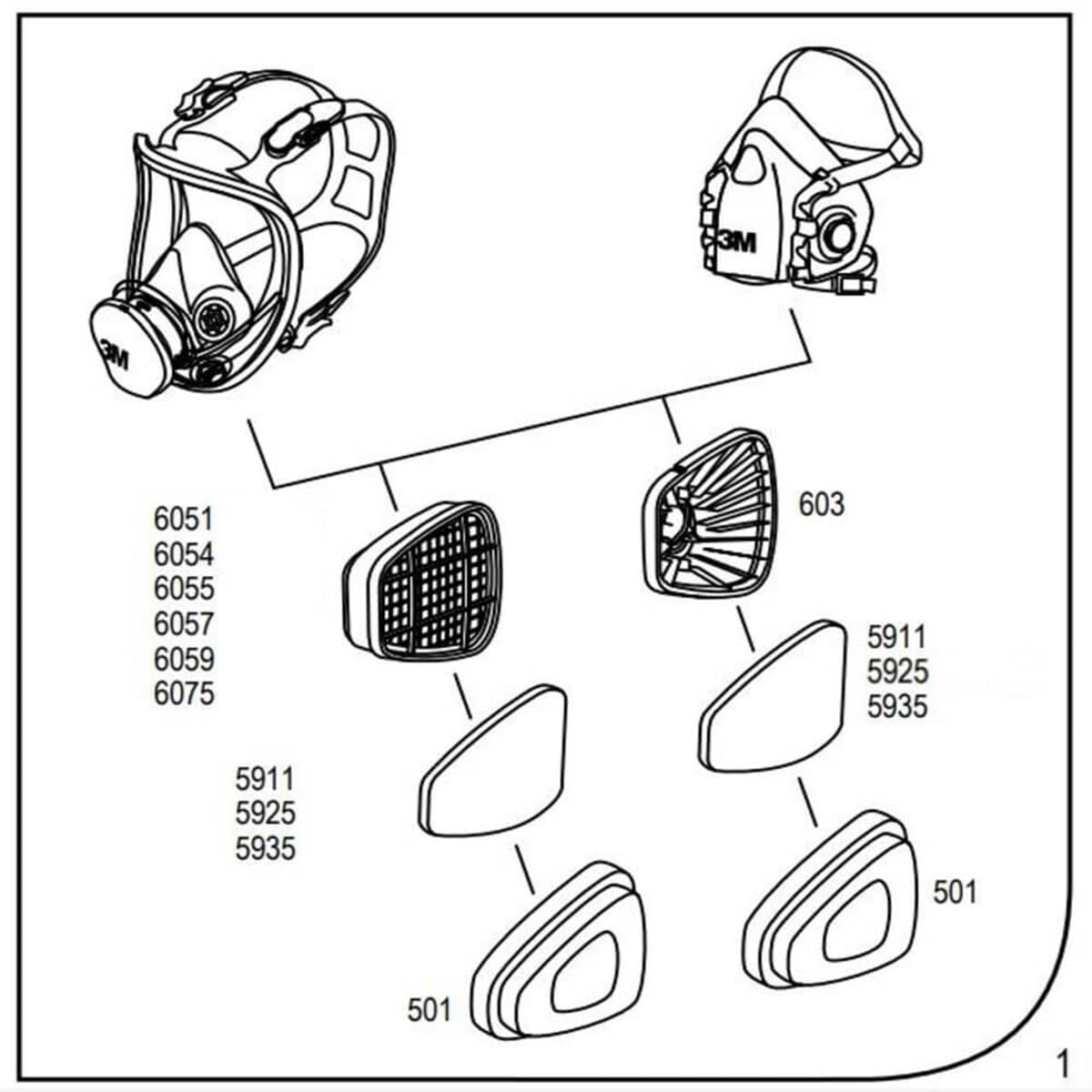 3M™ 5911 P1 Maske Filtresi Pedi - 1 Çift