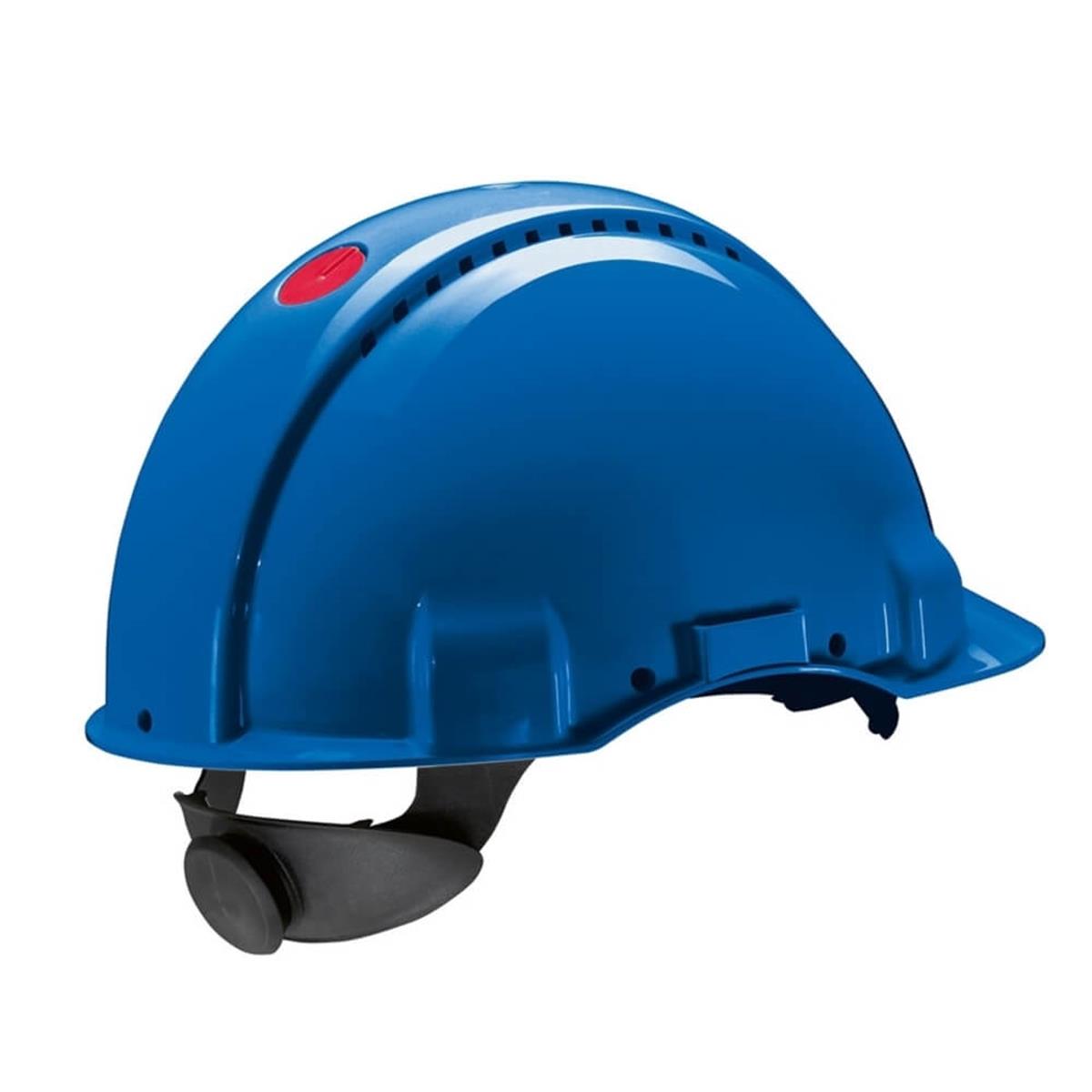 3M™ G3000NUV-BB Sert Başlık, Uvicator, Mandallı, Havalandırmalı, Plastik Ter Bantlı Baret / Mavi