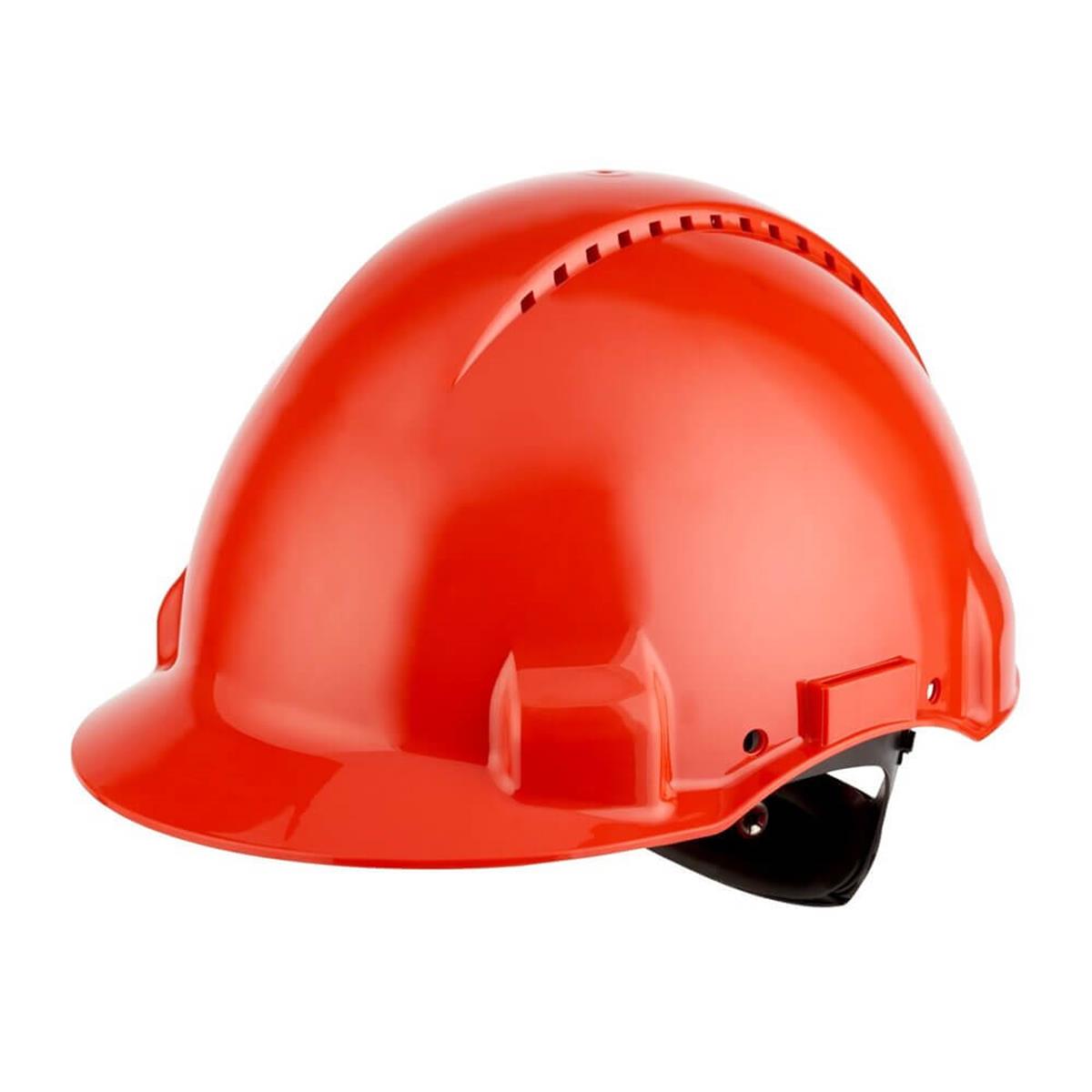 3M™ G3000NUV-RD Sert Başlık, Uvicator, Mandallı, Havalandırmalı, Plastik Ter Bantlı Baret / Kırmızı