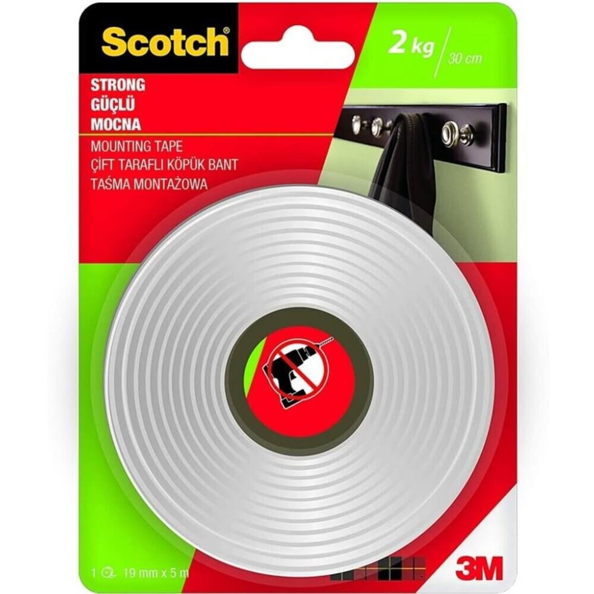3M™ Scotch® Güçlü Çift Taraflı Köpük Bant (19mm x 5m)