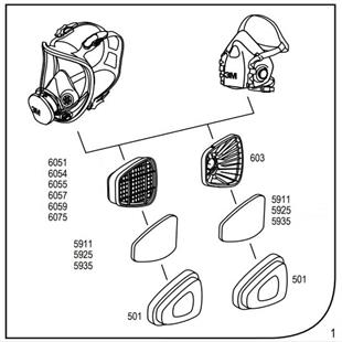 3M™ 5911 P1 Maske Filtresi Pedi - 1 Çift