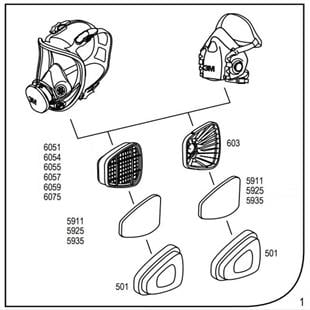 3M™ 6800 Yeniden Kullanılabilir Orta Boy Tam Yüz Maskesi