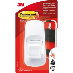 3M™ Command™ 17004-CEE Büyük Boy Jumbo Askı, Max 3,4 kg (1 Askı + 4 Büyük Boy Cırt Bant)