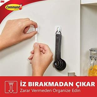 3M™ Command™ 17006-CEE Mini Boy Beyaz Askı, Max 225 gr (6 Askı + 8 Küçük Boy Cırt Bant)