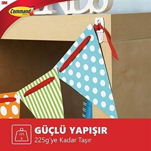 3M™ Command™ 17006-CEE Mini Boy Beyaz Askı, Max 225 gr (6 Askı + 8 Küçük Boy Cırt Bant)