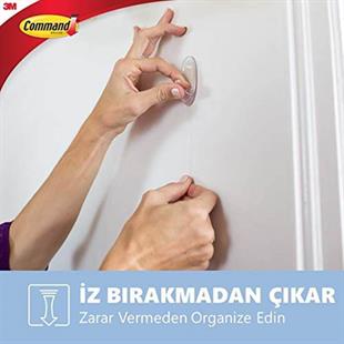 3M™ Command™ 17006CLR-CEE Mini Boy Şeffaf Askı, Max 225 gr (6 Askı + 8 Küçük Boy Cırt Bant)