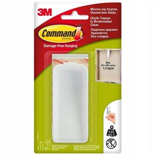 3M™ Command™ 17044-CIS Büyük Boy Kanvas Resim Askısı, Max 1,3 kg (1 Askı + 2 Büyük Boy Cırt Bant)