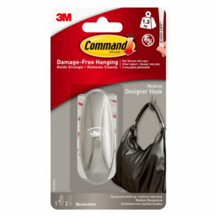 3M™ Command™ 17081CHR Metal Askı, Max 1,3 kg (1 Askı + 2 Orta Boy Cırt Bant)