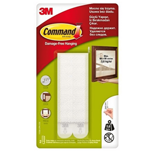 3M™ Command™ 17206-2PK-CIS Büyük Boy Cırt Cırt Bant, Max 3,6 kg (2 Set Büyük Boy Cırt Bant)