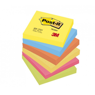 3M™ Post-it® Yapışkanlı Not Kağıdı, Enerji Serisi - 6lı Paket (100 yaprak, 76mm x 76mm)