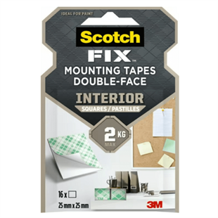 3M™ Scotch-Fix™ Çift Taraflı Yapışkan Köpük Kareler, Max 2 kg (25mm x 25mm - 16 adet)