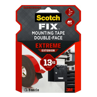 3M™ Scotch-Fix™ Extreme Dış Mekan Montaj Bandı, Max 13 kg (19mm x 5m)