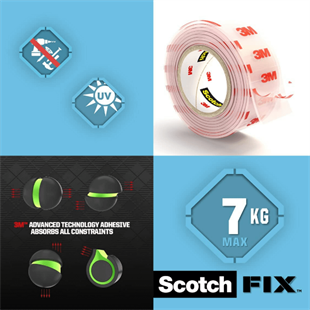 3M™ Scotch-Fix™ Montaj Bandı - 4910C-1915-P, Şeffaf - Max 7 kg (19mm x 5m)