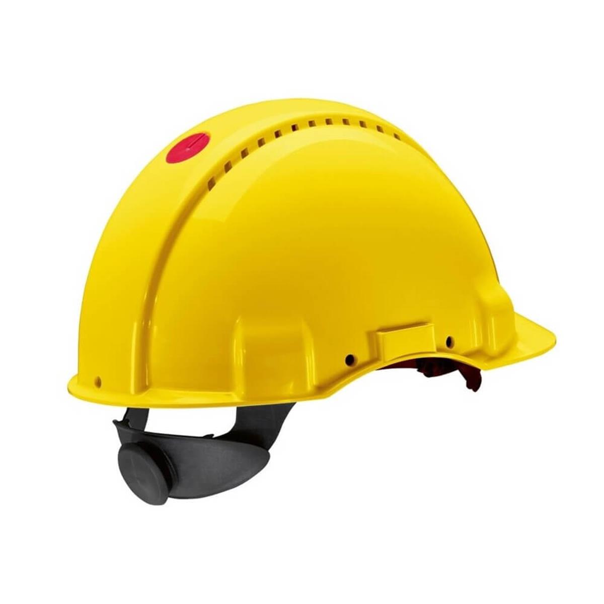 3M™ G3000NUV-GU Sert Başlık, Uvicator, Mandallı, Havalandırmalı, Plastik Ter Bantlı Baret / Sarı