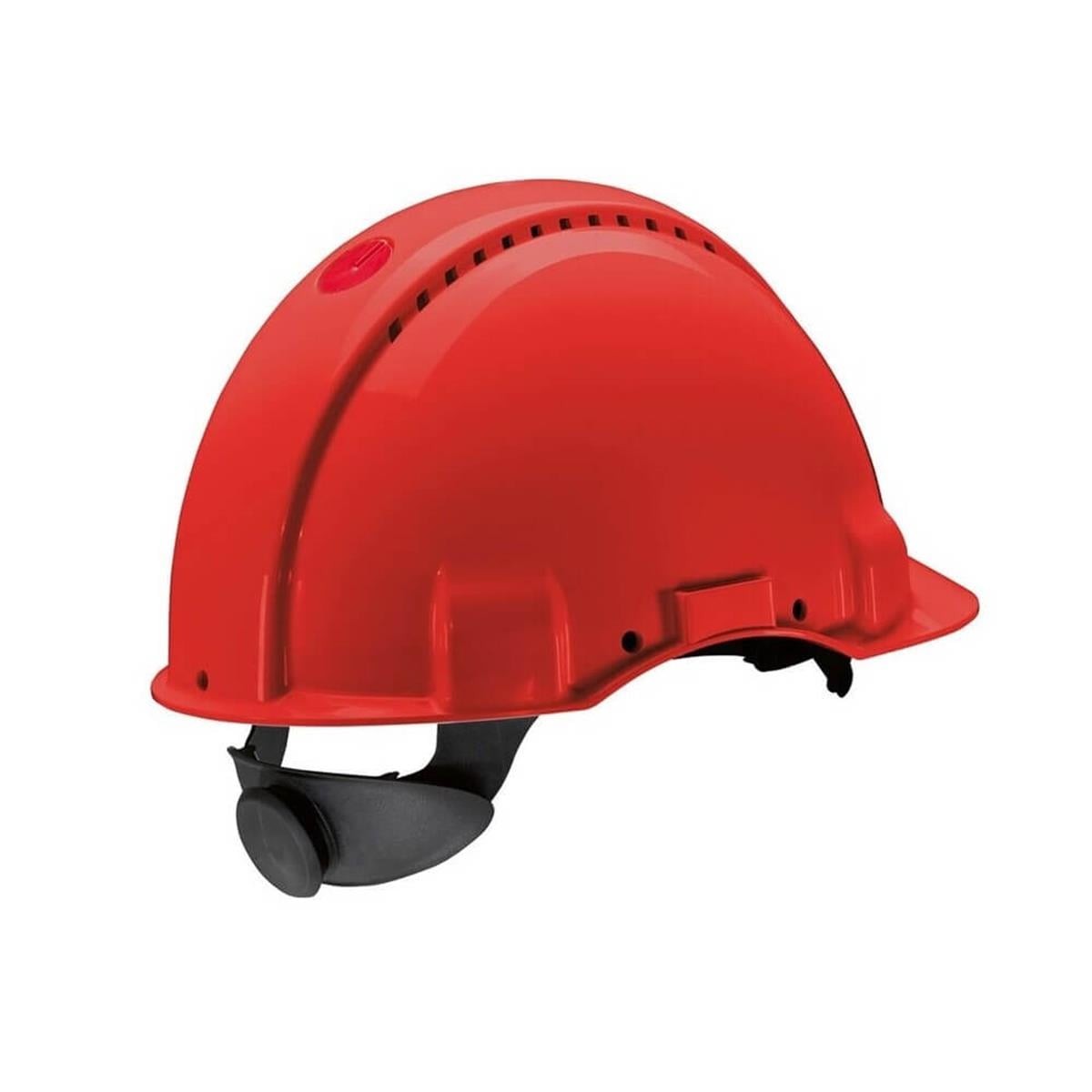 3M™ G3000NUV-RD Sert Başlık, Uvicator, Mandallı, Havalandırmalı, Plastik Ter Bantlı Baret / Kırmızı