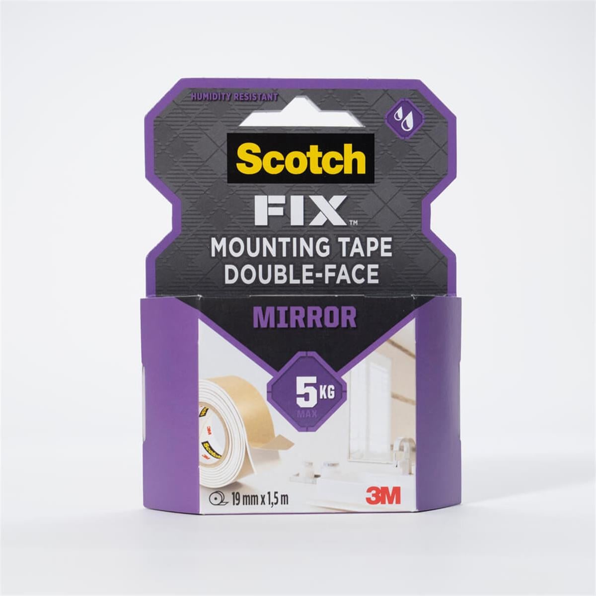 3M™ Scotch-Fix™ Ayna Montaj Bandı - 4496W-1950-P, Max 5 kg (19mm x 1,5m)